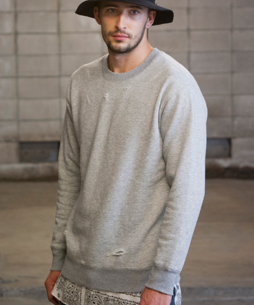 MONKEY TIME（モンキータイム）の「MT ∴ TC ウラケ ダメージ カットソー  ◆（Tシャツ/カットソー・メンズ・ブラック/ライトグレー・MEDIUM/SMALL/LARGE/X-LARGE）」の12枚目の写真