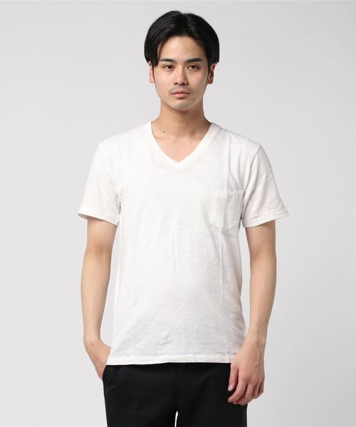 Healthknit(ヘルスニット)の「【 Healthknit / ヘルスニット 】スラブVネック半袖ポケットTシャツ 5223 SIP(Tシャツ/カットソー・メンズ・ネイビー/グレー/オフホワイト/アイボリー/ワイン・SMALL/MEDIUM/LARGE)」の2枚目の写真