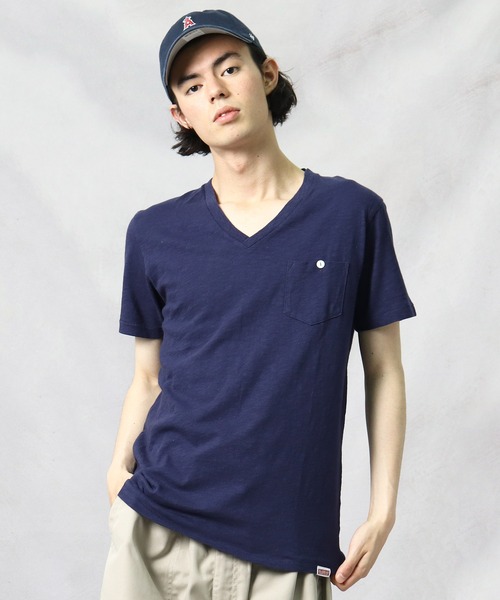 Healthknit(ヘルスニット)の「【 Healthknit / ヘルスニット 】スラブVネック半袖ポケットTシャツ 5223 SIP(Tシャツ/カットソー・メンズ・ネイビー/グレー/オフホワイト/アイボリー/ワイン・SMALL/MEDIUM/LARGE)」の4枚目の写真