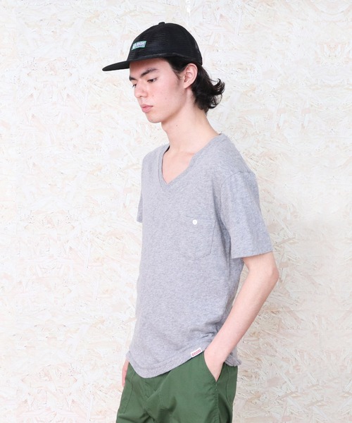 Healthknit(ヘルスニット)の「【 Healthknit / ヘルスニット 】スラブVネック半袖ポケットTシャツ 5223 SIP(Tシャツ/カットソー・メンズ・ネイビー/グレー/オフホワイト/アイボリー/ワイン・SMALL/MEDIUM/LARGE)」の3枚目の写真