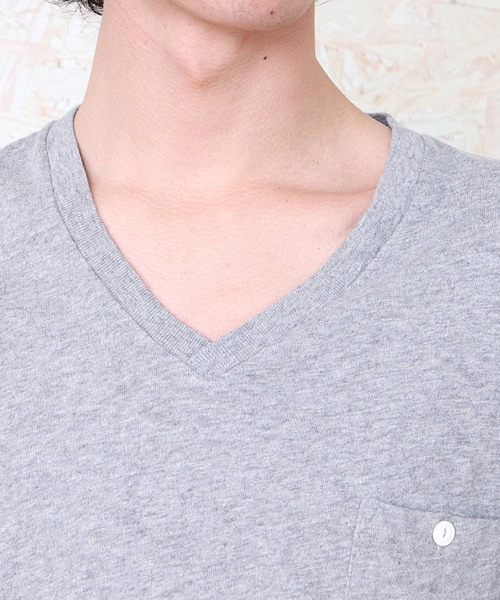 Healthknit(ヘルスニット)の「【 Healthknit / ヘルスニット 】スラブVネック半袖ポケットTシャツ 5223 SIP(Tシャツ/カットソー・メンズ・ネイビー/グレー/オフホワイト/アイボリー/ワイン・SMALL/MEDIUM/LARGE)」の11枚目の写真