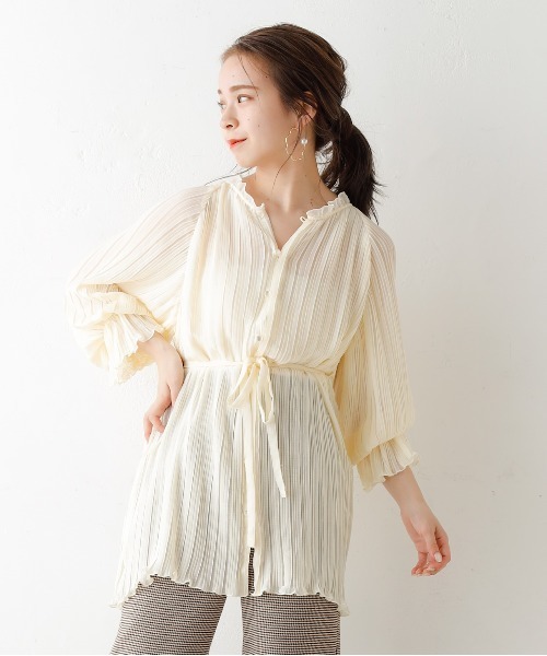 Who Whos Who Chico フーズフーチコ のシャツ ブラウス 7分袖2wayプリーツブラウス Chza0007 を購入できます Whos 7分袖2wayプリーツブラウス シャツ ブラウス Whos Chico フーズフーチコ のファッション