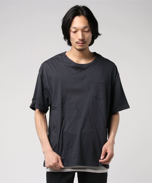 NO ID.(ノーアイディ)の「C天竺レイヤードT(Tシャツ/カットソー・メンズ・ホワイト/ブラック/グレー/レッド・1/2)」の4枚目の写真