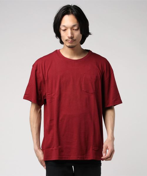 NO ID.(ノーアイディ)の「C天竺レイヤードT(Tシャツ/カットソー・メンズ・ホワイト/ブラック/グレー/レッド・1/2)」の1枚目の写真
