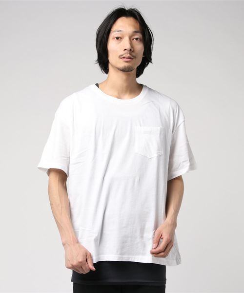 NO ID.(ノーアイディ)の「C天竺レイヤードT(Tシャツ/カットソー・メンズ・ホワイト/ブラック/グレー/レッド・1/2)」の2枚目の写真
