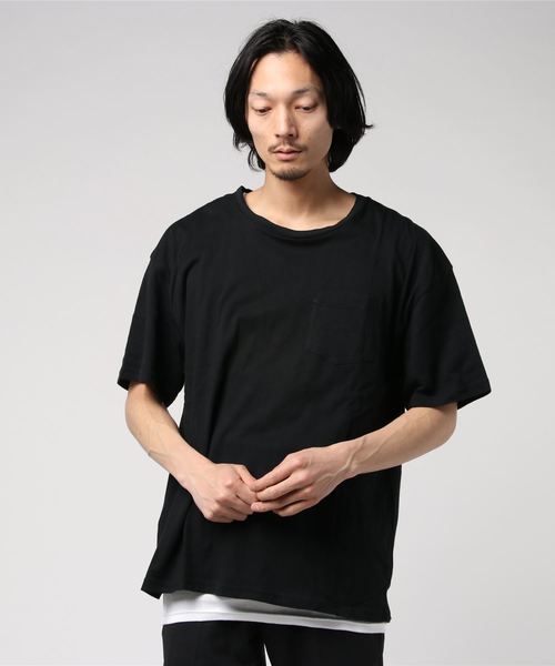 NO ID.(ノーアイディ)の「C天竺レイヤードT(Tシャツ/カットソー・メンズ・ホワイト/ブラック/グレー/レッド・1/2)」の3枚目の写真