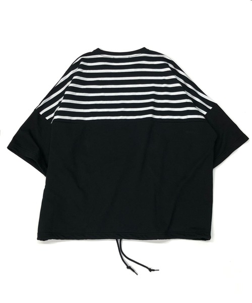 Beno(ビーノ)の「ミニ裏毛 / ハイブリッド ボーダー オーバーサイズ スピンドル ビッグTシャツ(Tシャツ/カットソー・メンズ・オフホワイト/ベージュ/ブラック・FREE)」の11枚目の写真