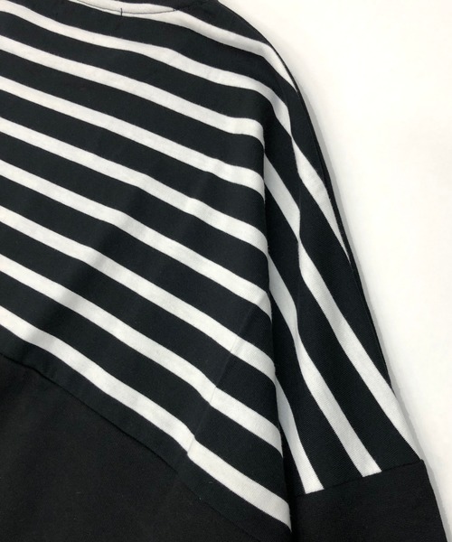 Beno(ビーノ)の「ミニ裏毛 / ハイブリッド ボーダー オーバーサイズ スピンドル ビッグTシャツ(Tシャツ/カットソー・メンズ・オフホワイト/ベージュ/ブラック・FREE)」の15枚目の写真