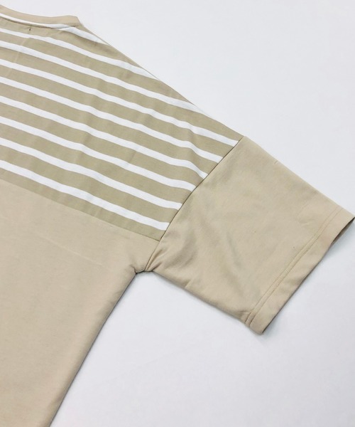 Beno(ビーノ)の「ミニ裏毛 / ハイブリッド ボーダー オーバーサイズ スピンドル ビッグTシャツ(Tシャツ/カットソー・メンズ・オフホワイト/ベージュ/ブラック・FREE)」の17枚目の写真