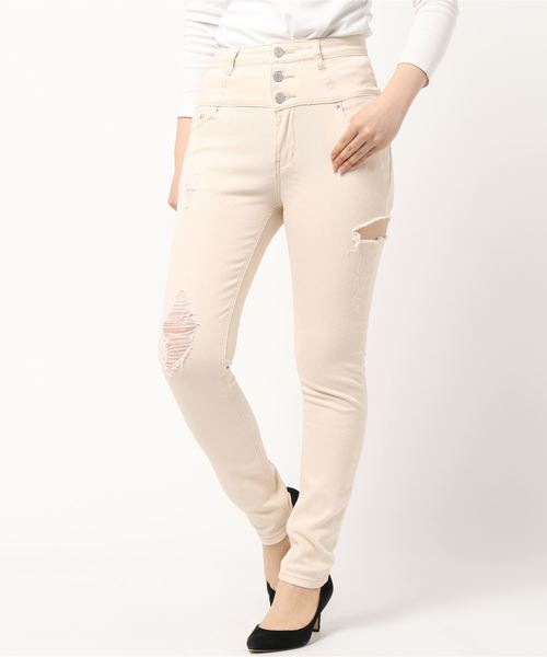 one way（ワンウェイ）の「サイドスラッシュスキニー（デニムパンツ・レディース・ホワイト/ブラック/ブルー/ダークブルー・S/M）」の10枚目の写真