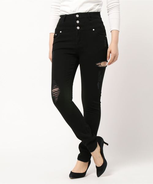 one way（ワンウェイ）の「サイドスラッシュスキニー（デニムパンツ・レディース・ホワイト/ブラック/ブルー/ダークブルー・S/M）」の9枚目の写真