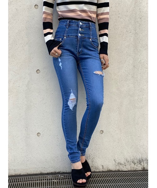 one way（ワンウェイ）の「サイドスラッシュスキニー（デニムパンツ・レディース・ホワイト/ブラック/ブルー/ダークブルー・S/M）」の16枚目の写真