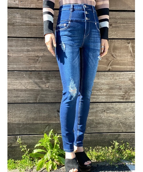 one way（ワンウェイ）の「サイドスラッシュスキニー（デニムパンツ・レディース・ホワイト/ブラック/ブルー/ダークブルー・S/M）」の15枚目の写真