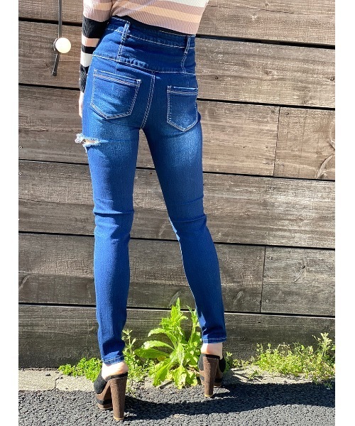 one way（ワンウェイ）の「サイドスラッシュスキニー（デニムパンツ・レディース・ホワイト/ブラック/ブルー/ダークブルー・S/M）」の13枚目の写真