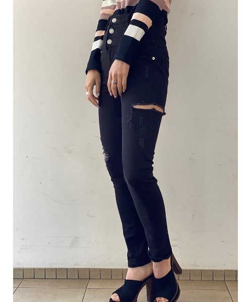 one way（ワンウェイ）の「サイドスラッシュスキニー（デニムパンツ・レディース・ホワイト/ブラック/ブルー/ダークブルー・S/M）」の12枚目の写真