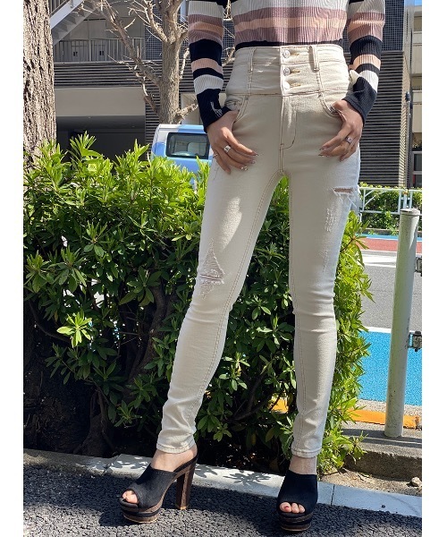 one way（ワンウェイ）の「サイドスラッシュスキニー（デニムパンツ・レディース・ホワイト/ブラック/ブルー/ダークブルー・S/M）」の22枚目の写真