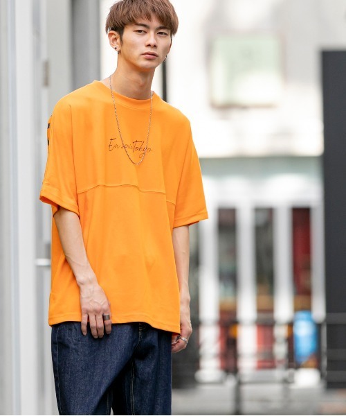 En serio TOKYO（エンソリオトーキョー）の「TCポンチジャージ / レインボーリフレクト プリント ドルマンスリーブ ビッグ シルエット Tシャツ（Tシャツ/カットソー・メンズ・ブラック/パープル/オフホワイト/オレンジ/サンドベージュ・S/M/L）」の19枚目の写真