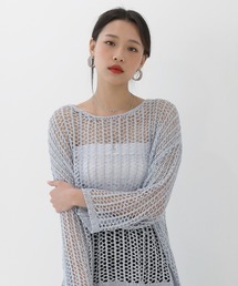 オーバーシルエット メッシュニット/フィッシュネットニット