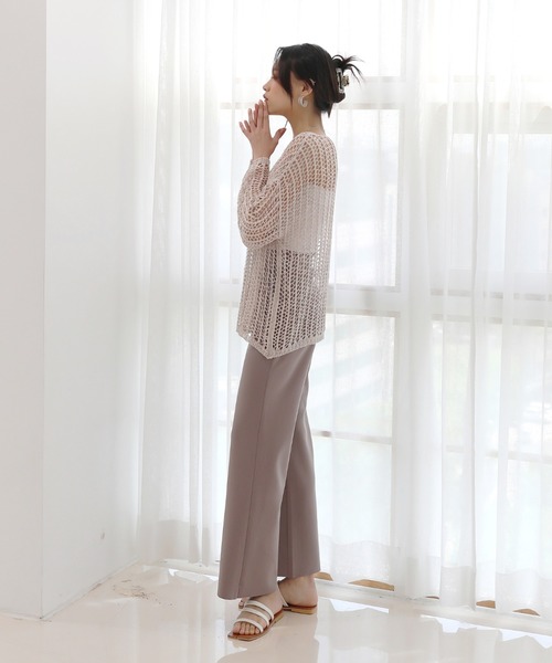 by muni:r（バイ ムニール）の「オーバーシルエット メッシュニット/フィッシュネットニット（ニット/セーター・レディース・ホワイト/ベージュ/ブルー・FREE）」の22枚目の写真