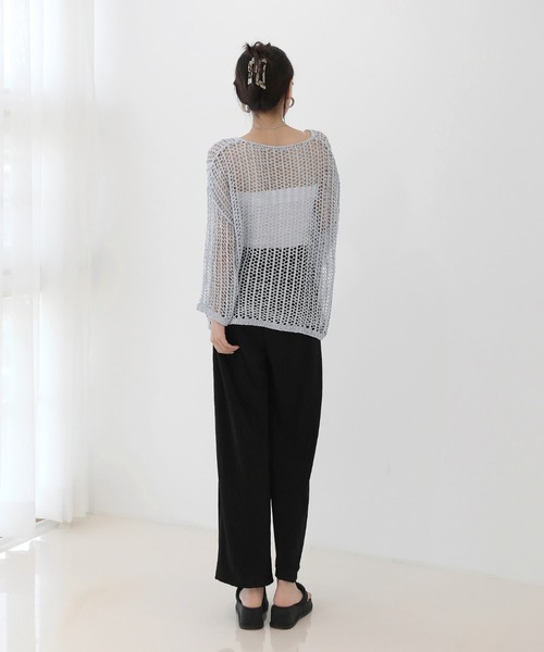 by muni:r（バイ ムニール）の「オーバーシルエット メッシュニット/フィッシュネットニット（ニット/セーター・レディース・ホワイト/ベージュ/ブルー・FREE）」の10枚目の写真