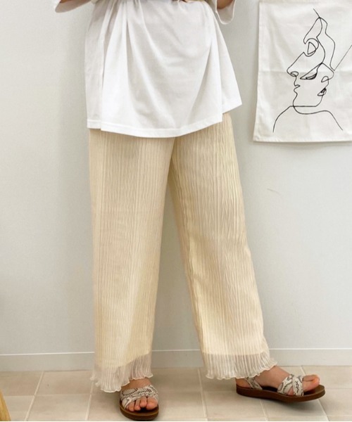 apres jour(アプレジュール)の「へリンボンクリンクルパンツ【ZOZOTOWN限定アイテム】(その他パンツ・レディース・ミント/アイボリー/サックスブルー/ブラック・フリー)」の6枚目の写真