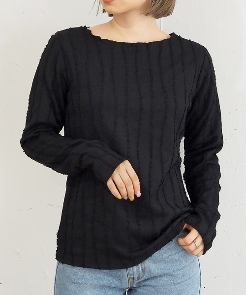 tiptop（ティップトップ）の「【選べる3タイプ】アソートボートネックロンT（Tシャツ/カットソー・レディース・ブラック/ベージュ/アイボリー/オフホワイト/グリーン/C/D/E/B/A/G/H/F・FREE）」の12枚目の写真