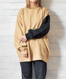 【69】【TRAP/U】袖配色プリント裏毛プルオーバー