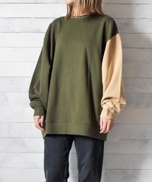 TRAP/U （トラップユー）の「【69】【TRAP/U】袖配色プリント裏毛プルオーバー（Tシャツ/カットソー）」