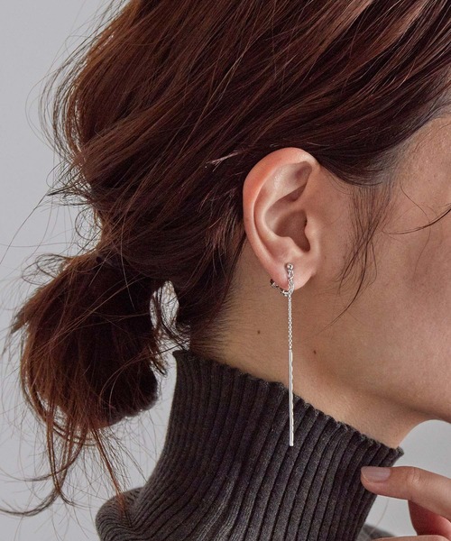 SALON adam et rope'(サロン アダム エ ロペ)の「メタルチェーンイヤリング【made in JAPAN】(イヤリング)」|シルバー