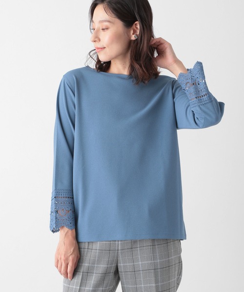 LEPSIM（レプシィム）の「ソデレースツカイLS　897392（Tシャツ/カットソー・レディース・オフホワイト/ブラック/グレイッシュベージュ/ブルー・MEDIUM/LARGE）」の4枚目の写真