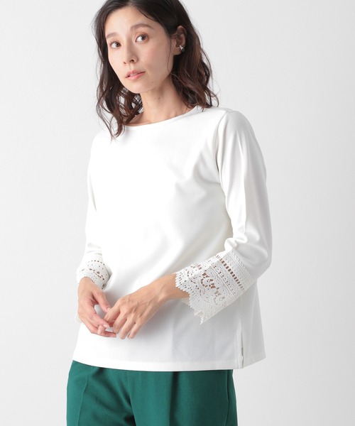 LEPSIM（レプシィム）の「ソデレースツカイLS　897392（Tシャツ/カットソー・レディース・オフホワイト/ブラック/グレイッシュベージュ/ブルー・MEDIUM/LARGE）」の8枚目の写真