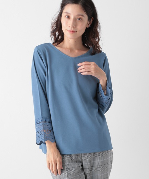 LEPSIM（レプシィム）の「ソデレースツカイLS　897392（Tシャツ/カットソー・レディース・オフホワイト/ブラック/グレイッシュベージュ/ブルー・MEDIUM/LARGE）」の19枚目の写真