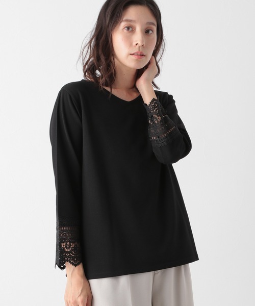LEPSIM（レプシィム）の「ソデレースツカイLS　897392（Tシャツ/カットソー・レディース・オフホワイト/ブラック/グレイッシュベージュ/ブルー・MEDIUM/LARGE）」の16枚目の写真