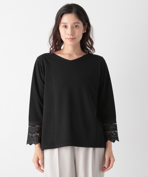LEPSIM（レプシィム）の「ソデレースツカイLS　897392（Tシャツ/カットソー・レディース・オフホワイト/ブラック/グレイッシュベージュ/ブルー・MEDIUM/LARGE）」の22枚目の写真