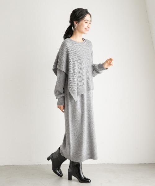 LOWRYS FARM（ローリーズファーム）の「７Ｇケーブルベスト２Ｐワンピース　898224（ワンピース・レディース・ブルー/ブラック/キャメル/グレー・FREE）」の8枚目の写真