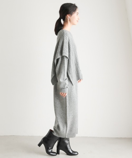 LOWRYS FARM（ローリーズファーム）の「７Ｇケーブルベスト２Ｐワンピース　898224（ワンピース・レディース・ブルー/ブラック/キャメル/グレー・FREE）」の13枚目の写真