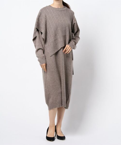 LOWRYS FARM（ローリーズファーム）の「７Ｇケーブルベスト２Ｐワンピース　898224（ワンピース・レディース・ブルー/ブラック/キャメル/グレー・FREE）」の7枚目の写真