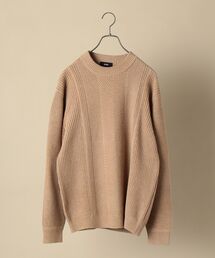 SHIPS: コットン/カシミヤ ヘリンボーン 畔編み ニット プルオーバー