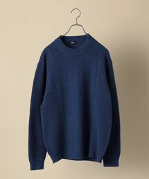 SHIPS: コットン/カシミヤ ヘリンボーン 畔編み ニット プルオーバー