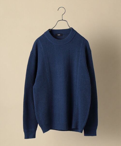SHIPS(シップス)の「SHIPS: コットン/カシミヤ ヘリンボーン 畔編み ニット プルオーバー(ニット/セーター・メンズ・グレー/ベージュ/ライトブルー・SMALL/MEDIUM/LARGE/X-LARGE)」の3枚目の写真