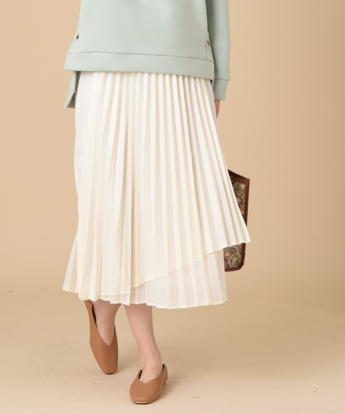 INTERPLANET（インタープラネット）の「シレーレザーラッププリーツスカート（スカート・レディース・ブラック/オフホワイト/サックスブルー・FREE）」の2枚目の写真