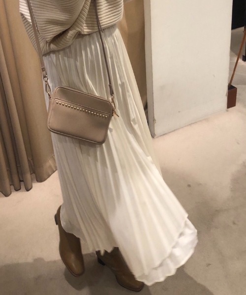 INTERPLANET（インタープラネット）の「シレーレザーラッププリーツスカート（スカート・レディース・ブラック/オフホワイト/サックスブルー・FREE）」の11枚目の写真