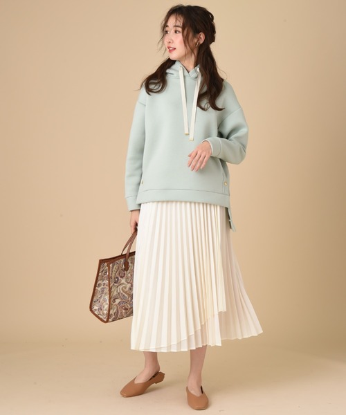 INTERPLANET（インタープラネット）の「シレーレザーラッププリーツスカート（スカート・レディース・ブラック/オフホワイト/サックスブルー・FREE）」の8枚目の写真