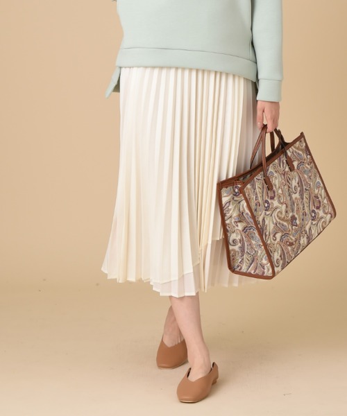 INTERPLANET（インタープラネット）の「シレーレザーラッププリーツスカート（スカート・レディース・ブラック/オフホワイト/サックスブルー・FREE）」の6枚目の写真