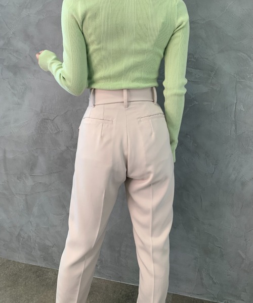 セール】ハイウエストベルトセットテーパードパンツ（その他