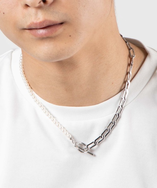 WEGO（ウィゴー）の「WEGO/チェーンコンビパールネックレス（ネックレス・メンズ・その他1/その他2/その他3/その他4・FREE）」の2枚目の写真