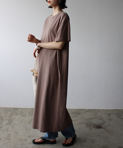 綿100％ポケット付Ｔシャツワンピース