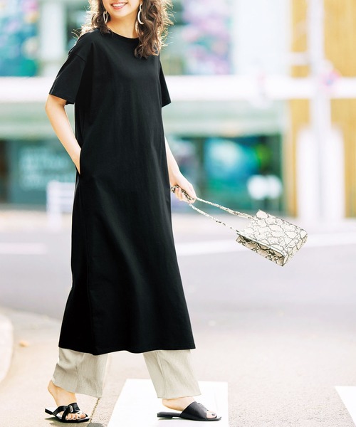 綿100％ポケット付Ｔシャツワンピース