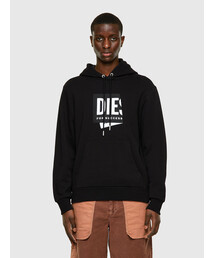 DIESEL | メンズ スウェット パーカー フーディー ロゴ ラベル レギュラーフィット(パーカー)