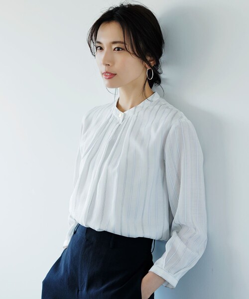 J.PRESS(ジェイプレス)の「テトアサプロビスストライプ カットソー(Tシャツ/カットソー・レディース・ホワイト系1/ライトグレー系1/サックスブルー系1・T13/T15)」の1枚目の写真